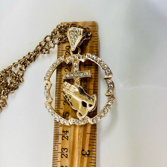 Guess Chain + Praying Hands Crystal Pendant - Picture 6 of 6